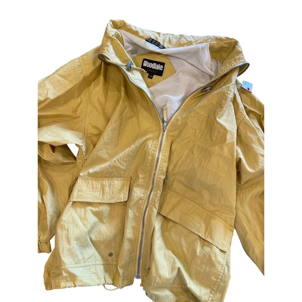 Womens Vintage Butter Yellow Gorpcore Utility Windbreaker technical Jacket Large